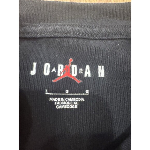 Nike Air Jordan Shirt Mens Large Black Short Sleeve Patches Crew Jump Man - Picture 4 of 4